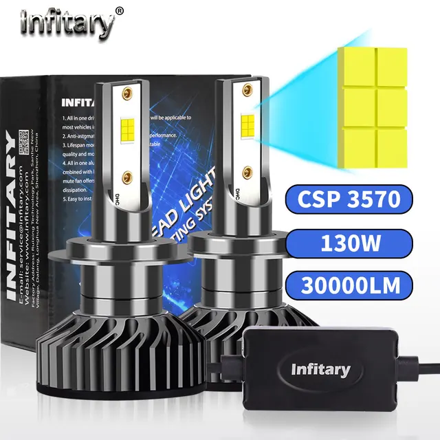 Infitary H4 H7 LED Car Headlight Bulb 30000LM CSP3570 H1 H3 H11 H13 H27 880 9005 HB3 9006 HB4 9007 Light for Vehicle Auto CANBUS 1