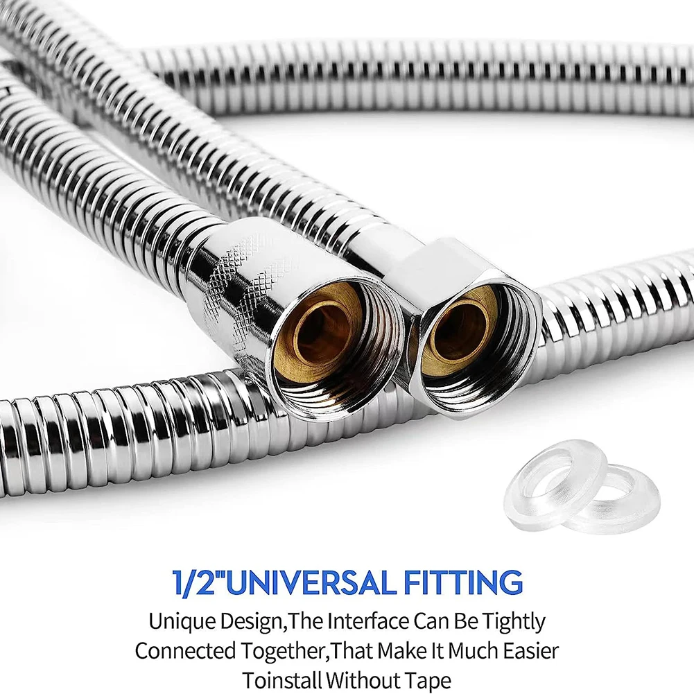 Shower Hose 1.5m Shower Pipe Chrome Stainless Steel Pipe Anti-Kink Leakproof Flexible Cable Bathroom Accessories Plumbing Hose,Water Pipe,Plumbing Supply Hose
