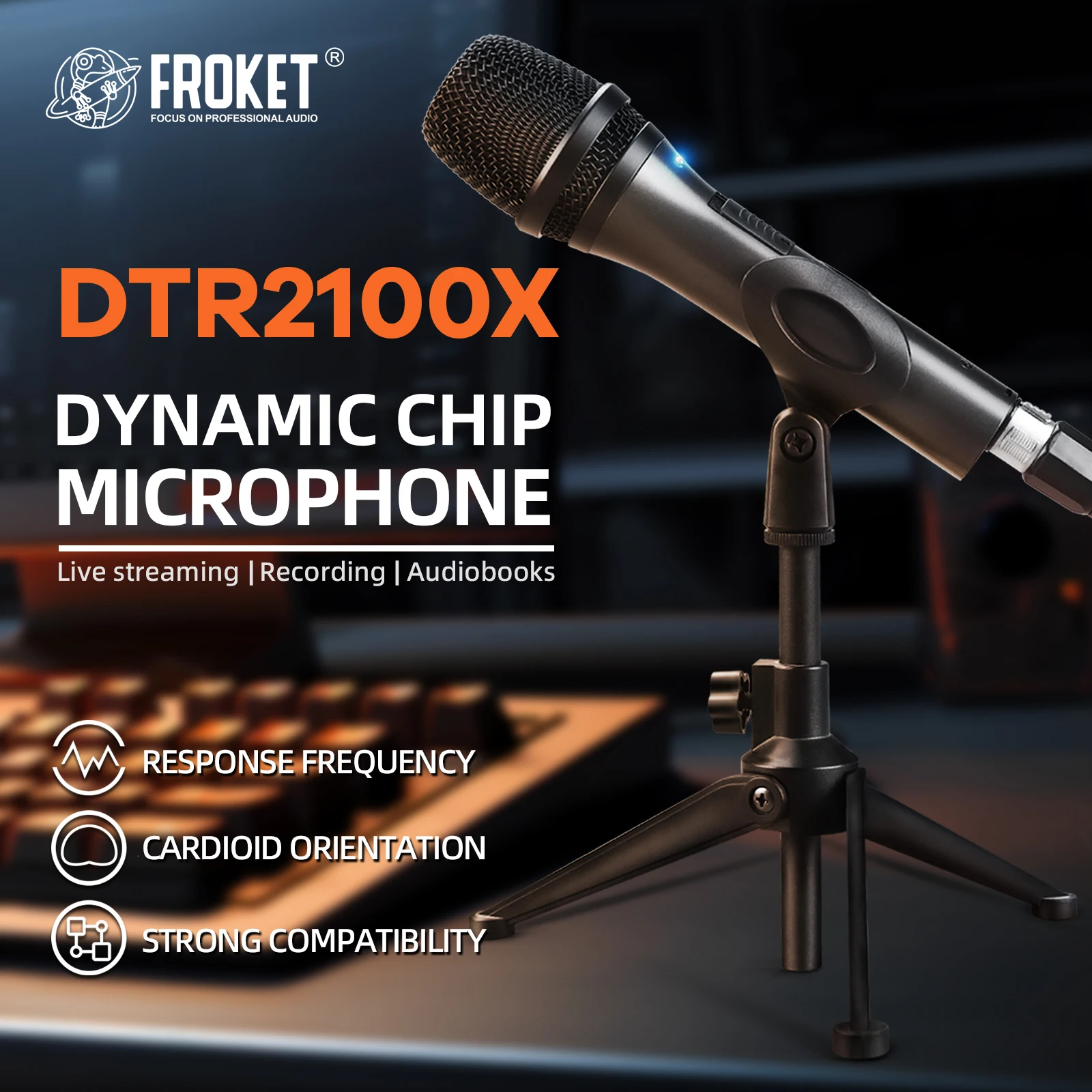 

FROKET Dynamic Wired Microphone Handheld Microphone With Switch Directional Microphone USB Power Supply Suitable for Karaoke