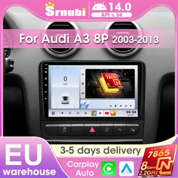 Radio de Auto 2Din con Carplay y Android Auto para Audi A3 2 8P 2003-2013, S3 2006-2012, RS3 2011-2012, Reproductor de Música, TV, Compatible con MirrorLink 1