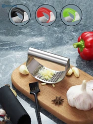 Manual Stainless Steel Garlic Mincer Garlic Crusher Press for Fruit Vegetable Kitchen Gadget Manual Food Processors