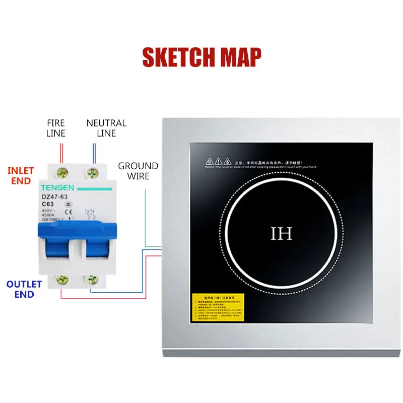 Commercial Induction Cooker 5000W Plane High Power Oyster Soup Water Stirring Induction Cooker