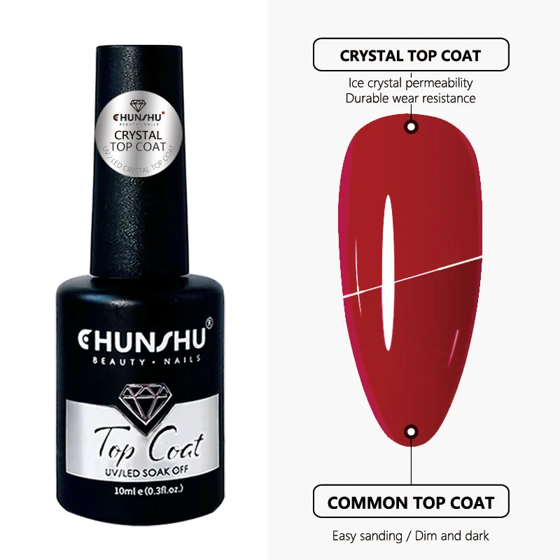 CHUNSHU Super Shine Top Coat UV Gel Nail Polish 10ML Soak Off No Wipe Matte Top Gel Upgraded Stain/Oil Resitant Nail Art 3