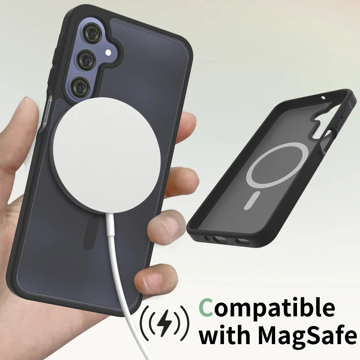 Sleek Magnetic Wireless Charging TPU/PC Case - Smooth Touch Fashion Cover