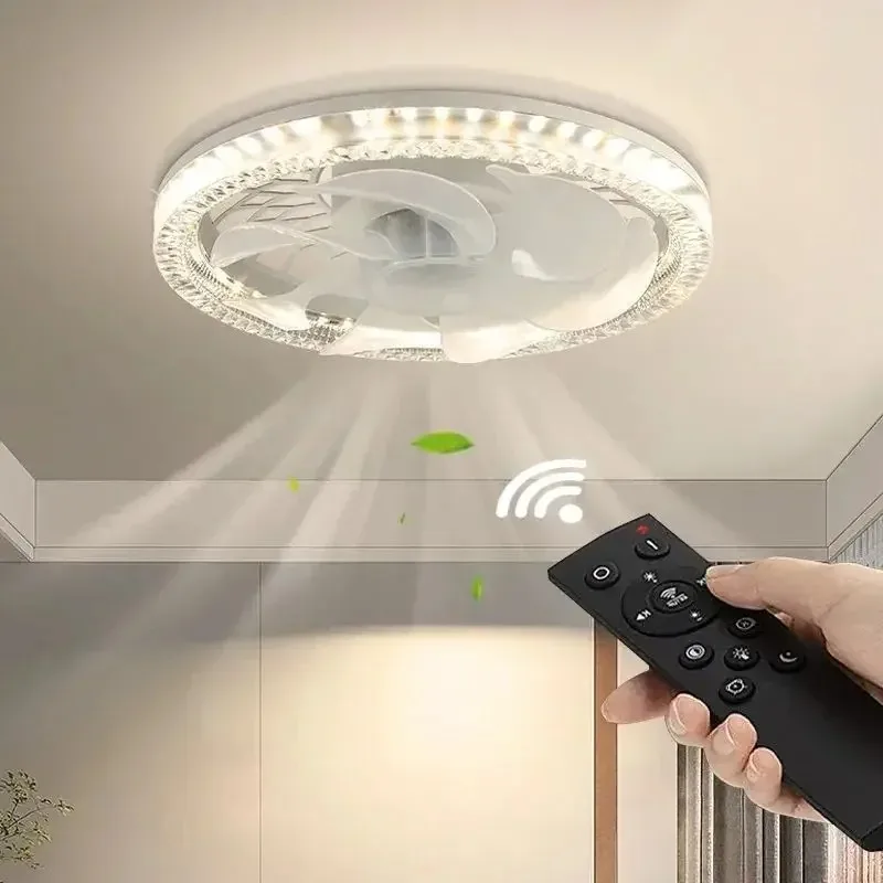 Socket Fan Light Socket Fan Ceiling Fan With Light Remote E27 Base 4 Speed Wind Adjustment Dimmable Light for Bedroom Kitchen 2