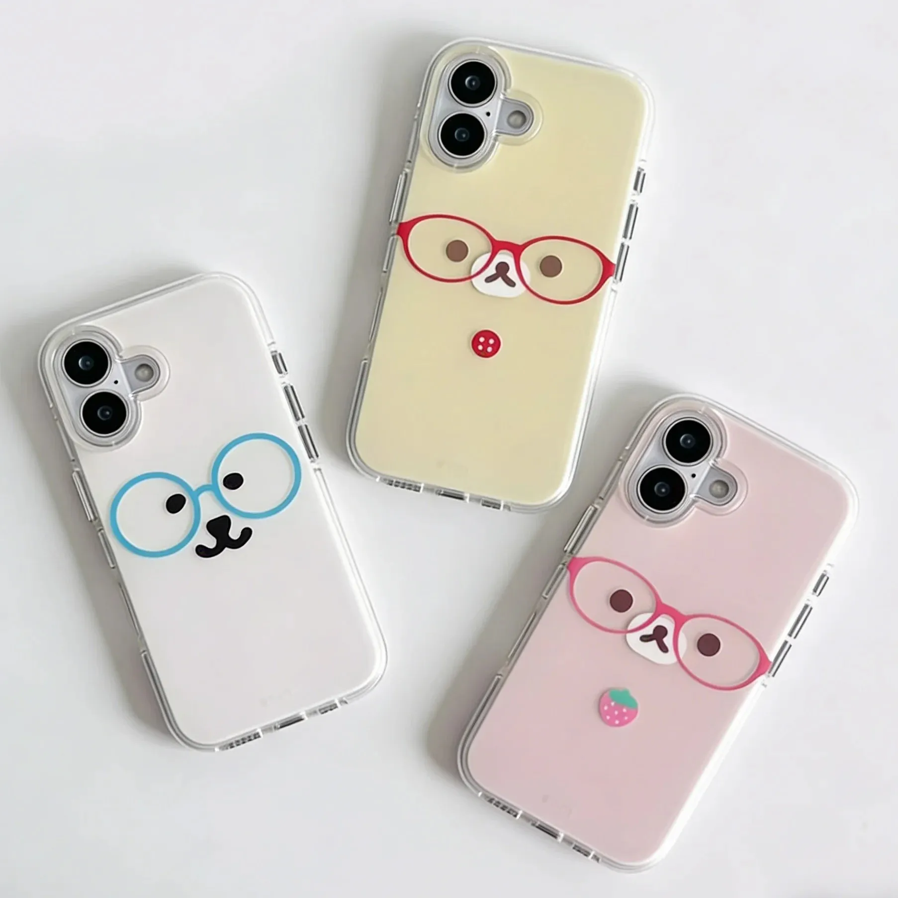Cute Bear Phone Case for iPhone 17e 17 16e 16 15 14 13 12 11 Pro Max X Xs XR XSMax Air Plus Feather Texture Back Cover 3
