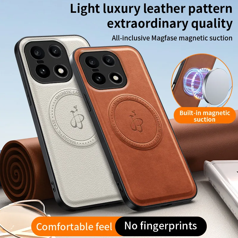 Leather PU Wireless Charging Magnetic Case - Protective Hard Back Cover