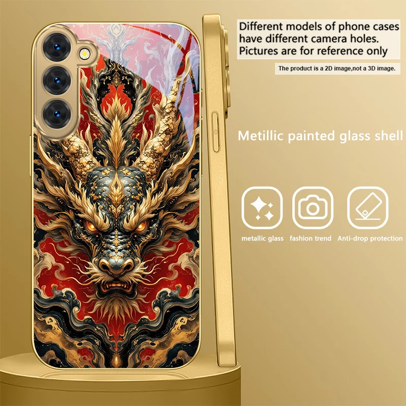 Majestic Golden Eastern Dragon Glass Phone Case