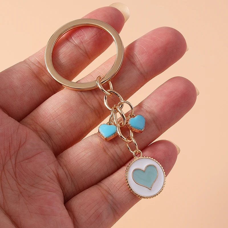 Mode Bunte Liebe Herz Schlüsselbund für Frauen Männer Auto Schlüssel Handtasche Anhänger Schlüsselanhänger Zubehör DIY Schmuck Geschenke – Detail 3
