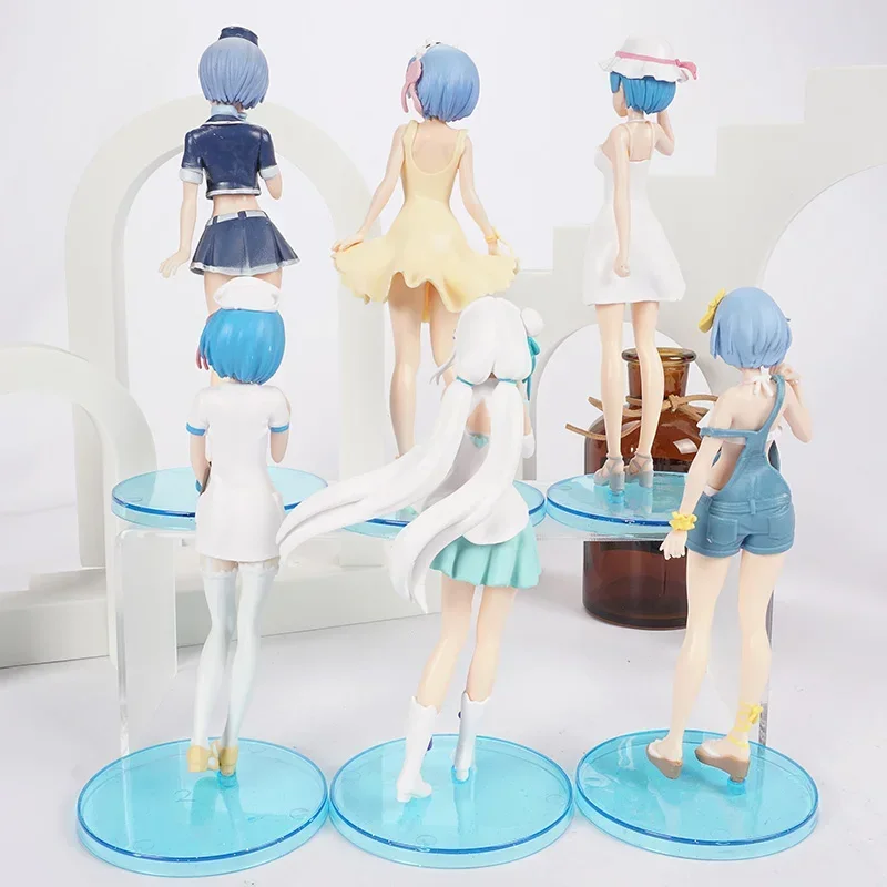 Jilijia Re Zero Anime Figur Rem Ram Emilia – PVC Statue Ca. 20 Cm, Sammlerfigur Für Dekoration & Geschenk