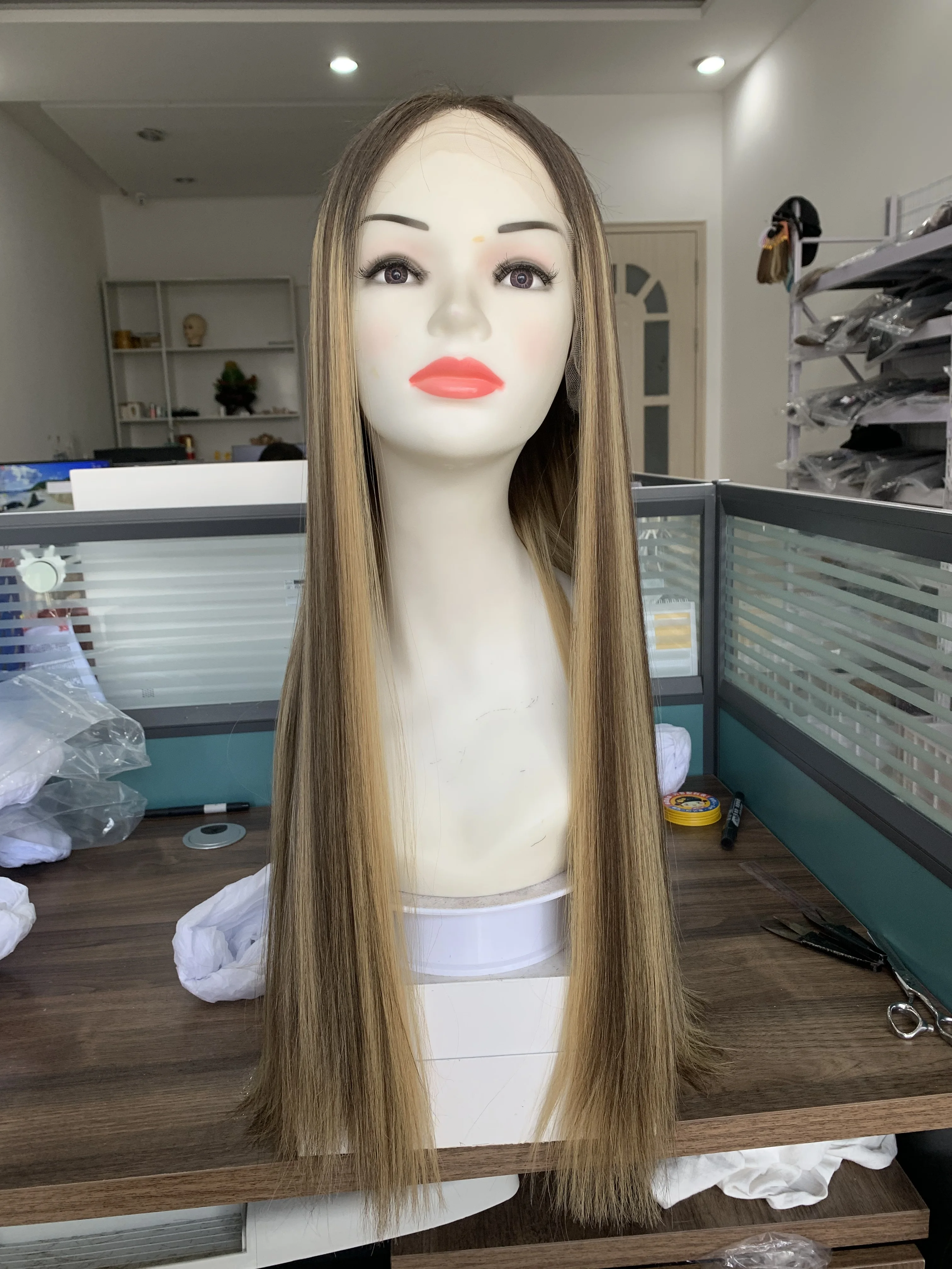Alishevy blonde wig 100% European human hair lace top wigs wave straight style jewish wig kosher Best Sheitels in stock