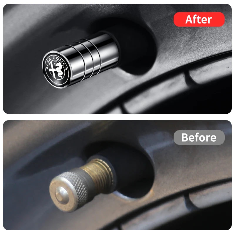 Premium Aluminum Alloy Car Tire Valve Cap Set - 4 Pack