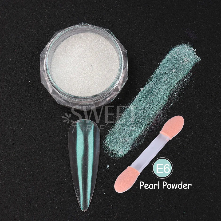 Nail powder nail glitter nail pigment Pearl White Chrome Powder Nail Glitter Mirror Rubbing on Nails Mermaid Aurora Fine Pigment Polish Dust 1 Box