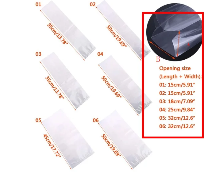 50pcs 6 Sizes Mushroom Growth Bags High Temperature Plastic Garden Planting Bag