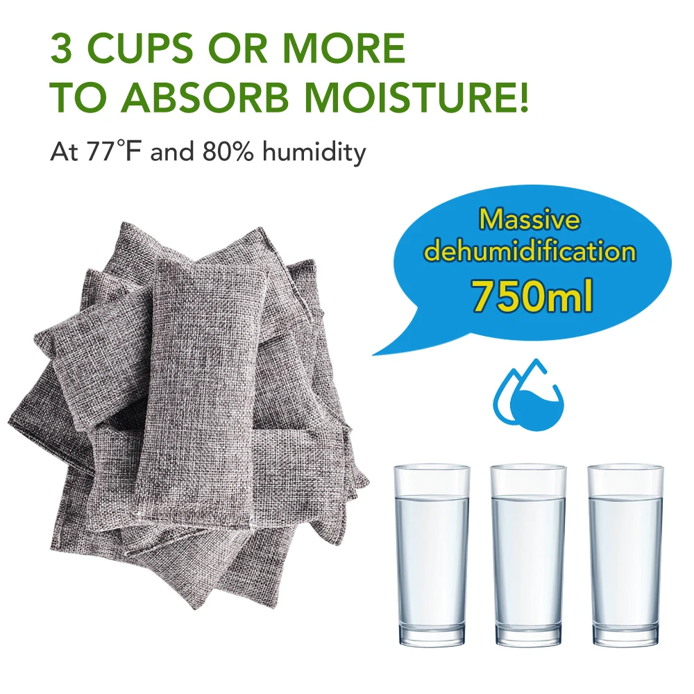 Natural Bamboo Charcoal Air Purifying Bags - Odor Absorber & Moisture Eliminator
