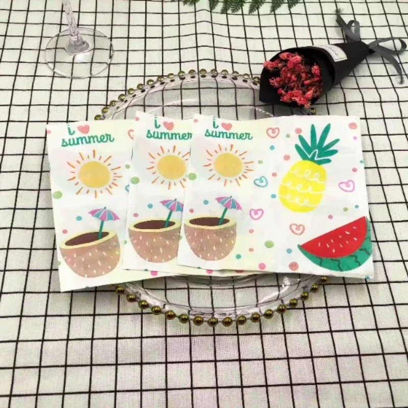 20pcs/Pac Colorful Printed Napkins Fruit Collection Party Baking Folded Square Tissue Paper Napkins Food Grade Paper Placemats