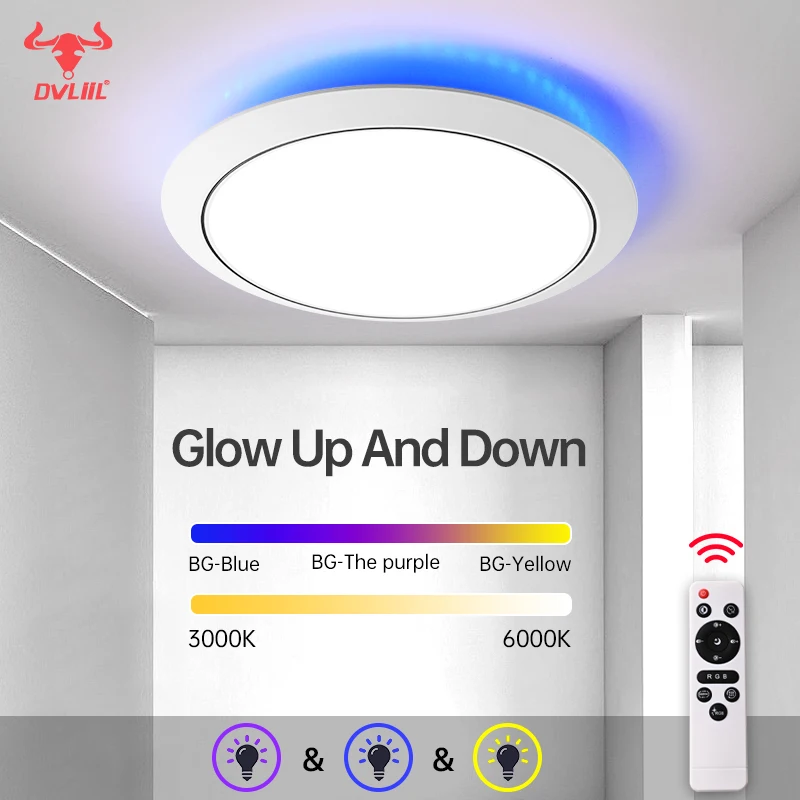 

Modern AC 95-265V Ultra thin LED Ceiling Light For Bedroom with Remote Control RGB Revolving Lighting Smart Ceiling Lamp dec