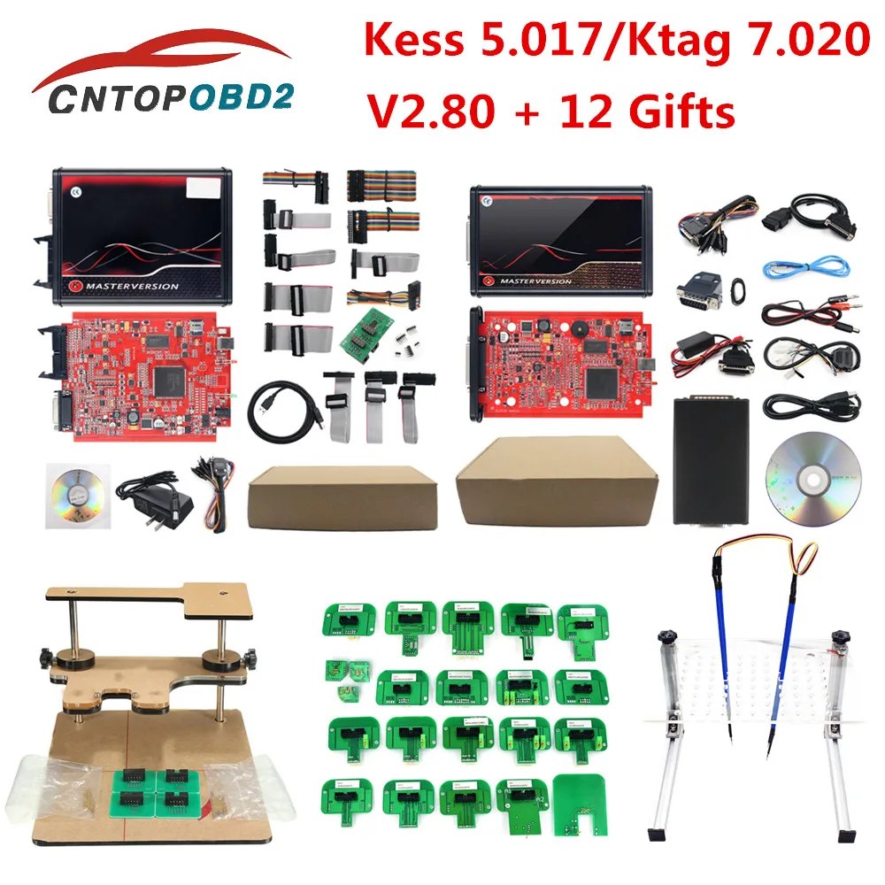 2024 Online V2.80 EU Red Kess V5.017 KTAG V7.020 4 LED V2.25 Unlock KESS Master Version OBD2 ECU Programming Kit BDM Frame