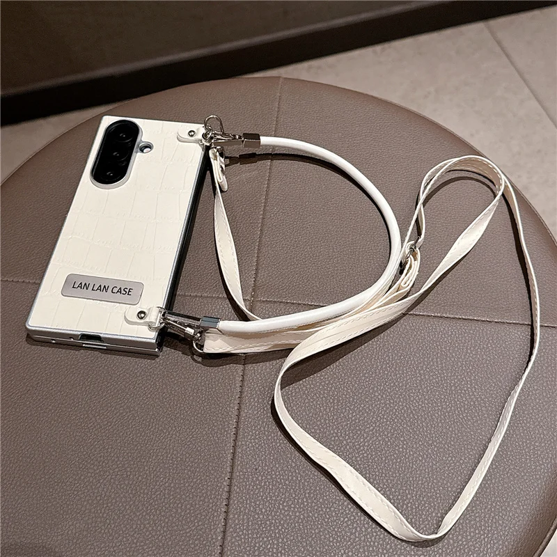 Elegant Leather Phone Case with Hand Rope Lanyard - Crossbody Design