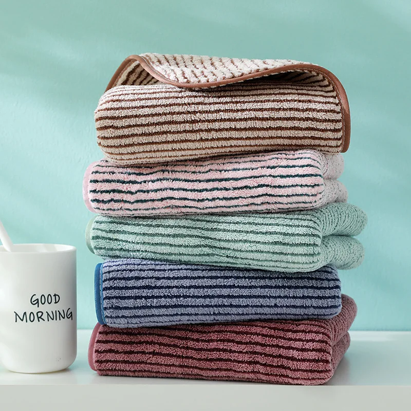 

High-End Edging Towel Fine Color Stripes Soft Facecloth Bath Towel Covers Gift in Stock Wholesale
