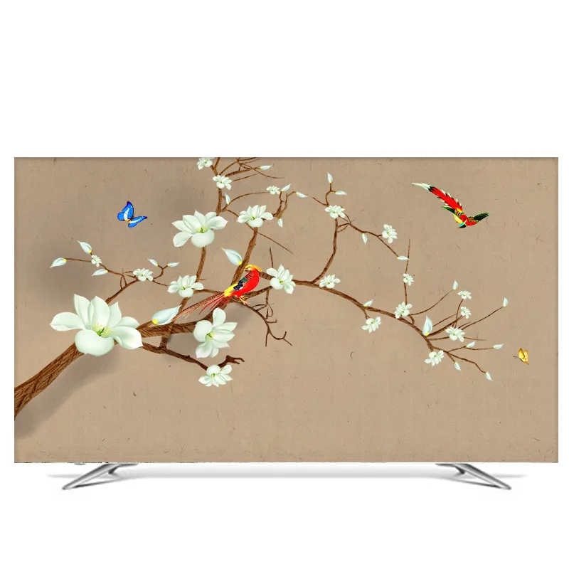 Custom 32" 85" Inch Decorative Hood Cover For Screen Lcd Tv Pc Floral Leaf Lotus Peony Plum