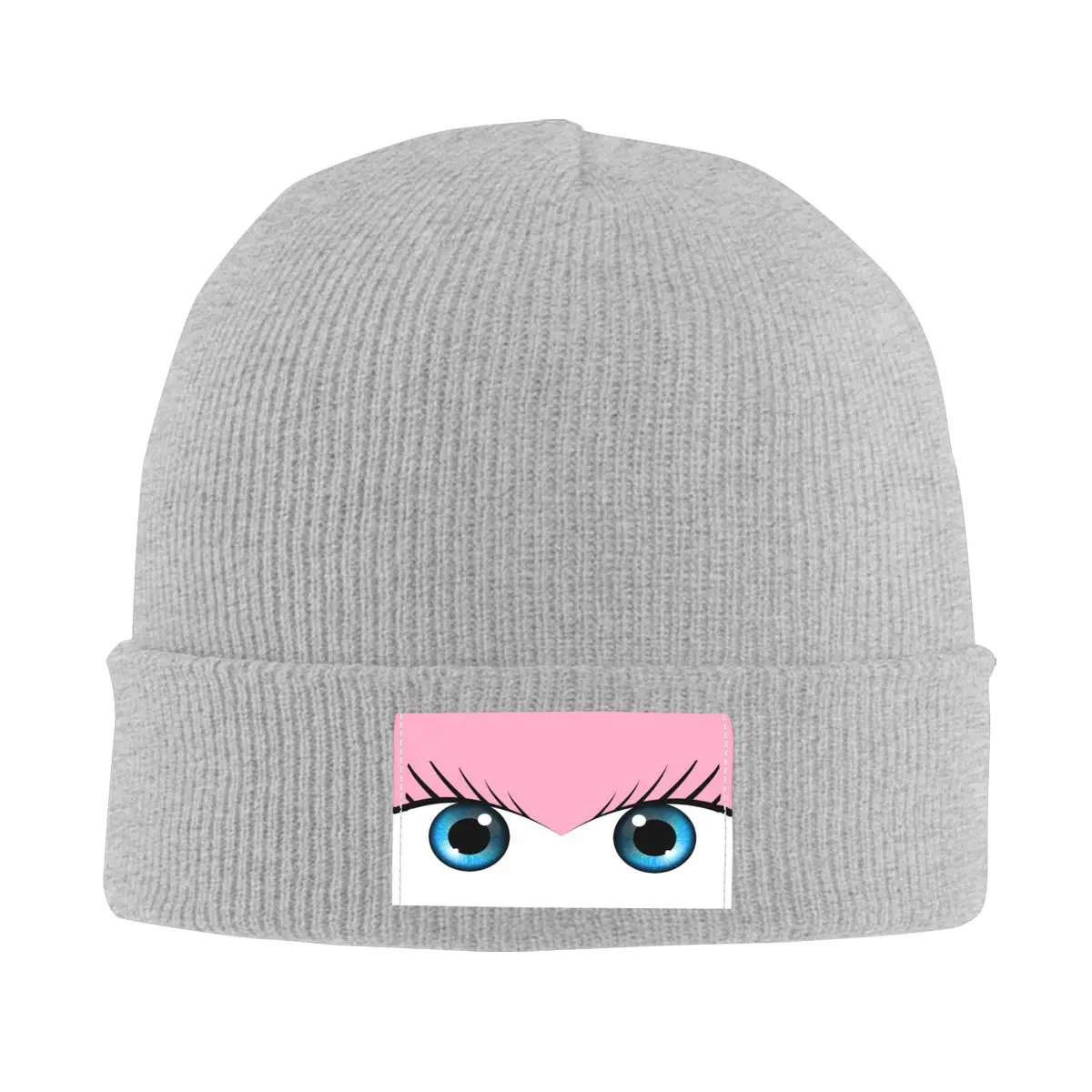 

Розовые вязаные шапки с милыми глазами для женщин и мужчин, зимняя шапка, мультяшная теплая шапка