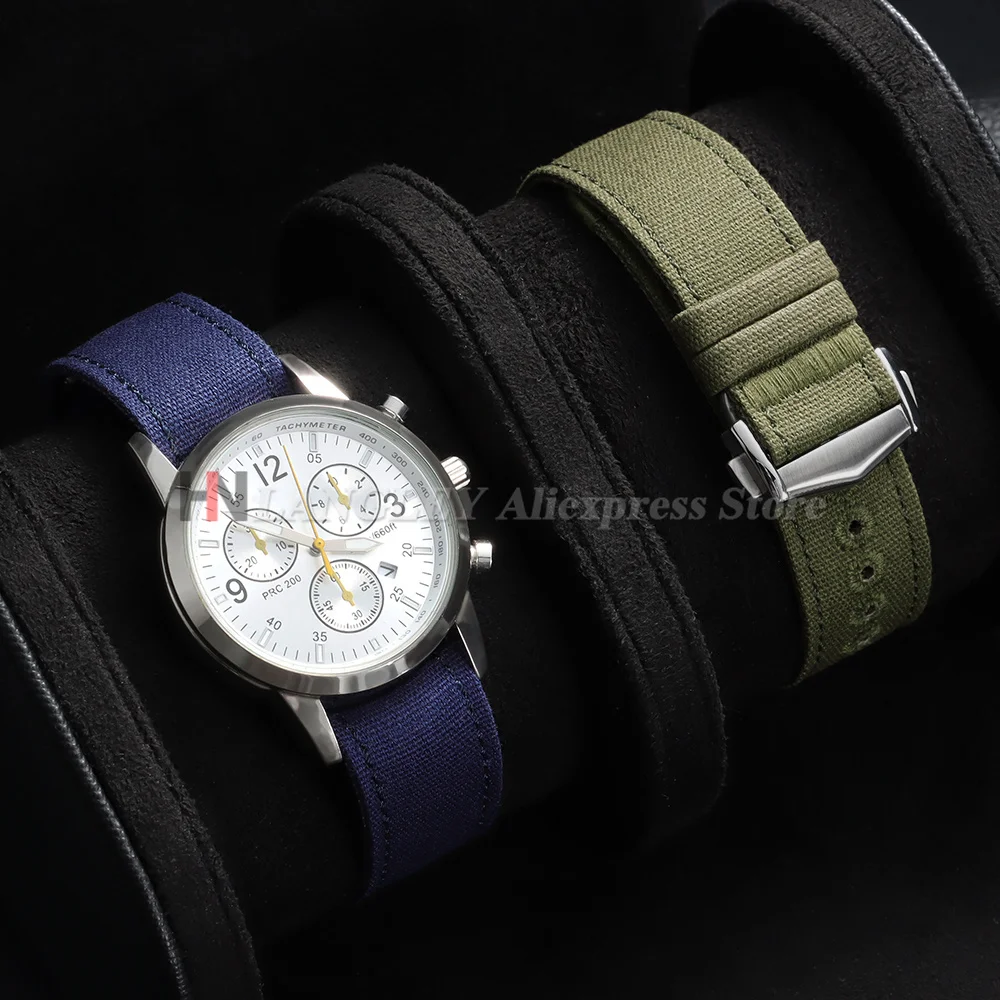 Waterproof Nylon Canvas Watch Strap with Folding Buckle - Sporty and Durable Watch Accessory