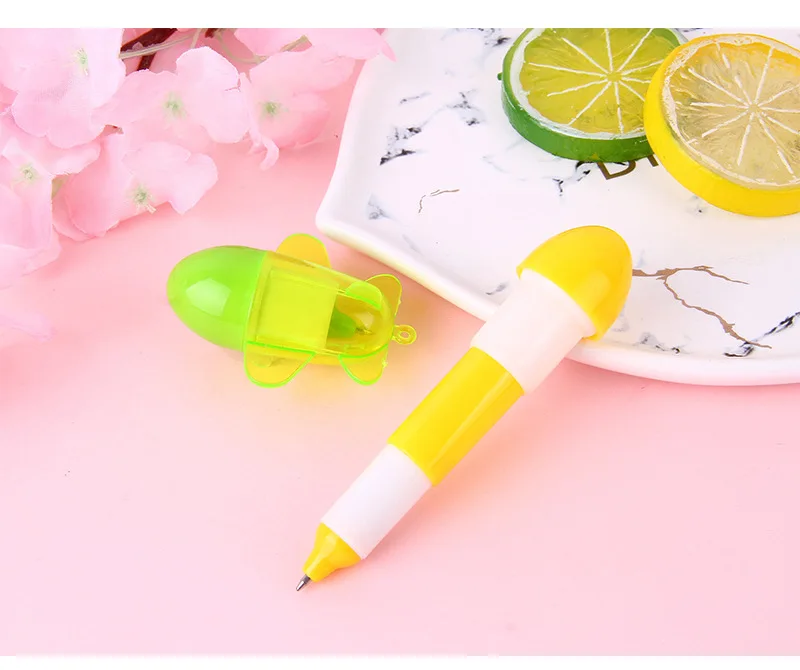 10Pcs/Lot Creative Student Stationery Cute Candy Colored Cartoon Airplane Shaped Ballpoint Pens Retractable Blue Writing Pens