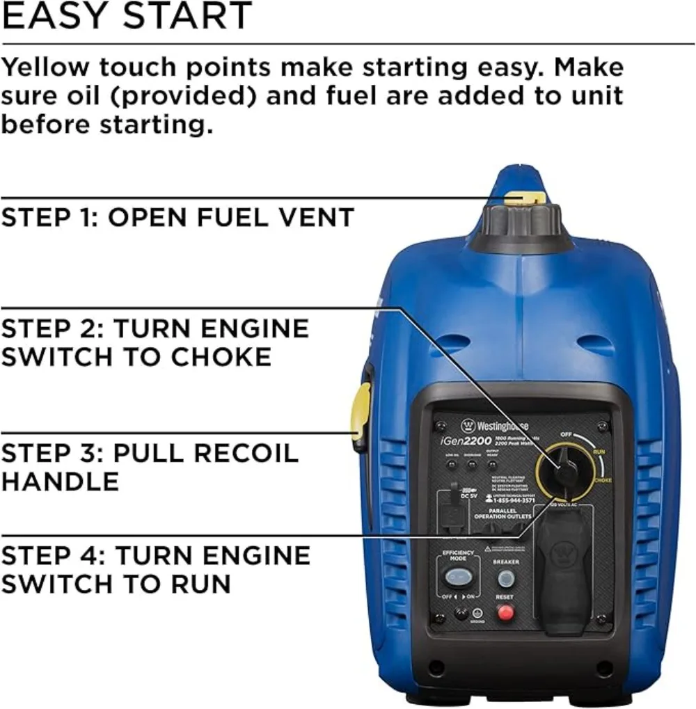 Outdoor Power Equipment 2200 Peak Watt Super Quiet & Lightweight Portable Inverter Generator Gas Powered Parallel Capable portable power station