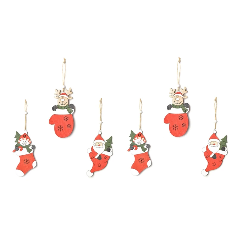 Ciondolo Appeso Disegno Colorato Babbo Natale-Pupazzo Di Neve-Forma Di Alce Albero Di Natale Ornamento Appeso Decorazioni Natalizie Facile Installazio