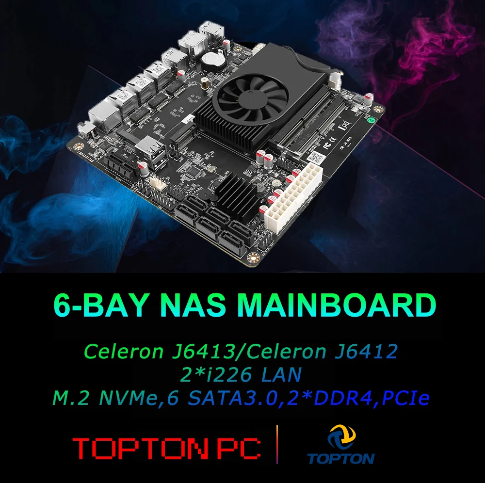 NAS Motherboard Intel Celeron J6413 J6412 - 64 Gb RAM included