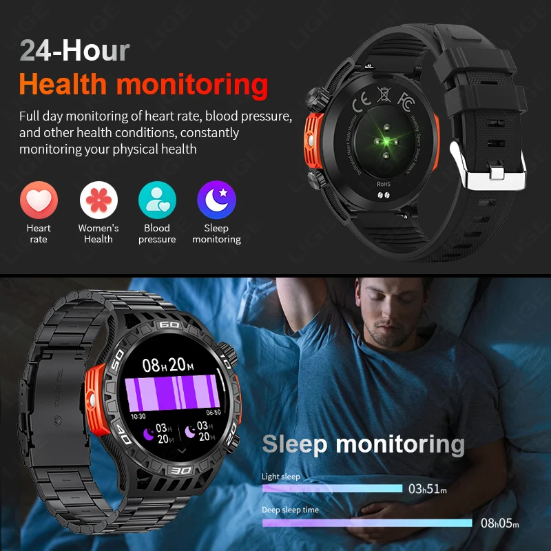 LIGE Ʈ ġ  LED  ħ  ƮϽ ƮĿ ð   ȭ SmartWatch For ȵ̵ IOS