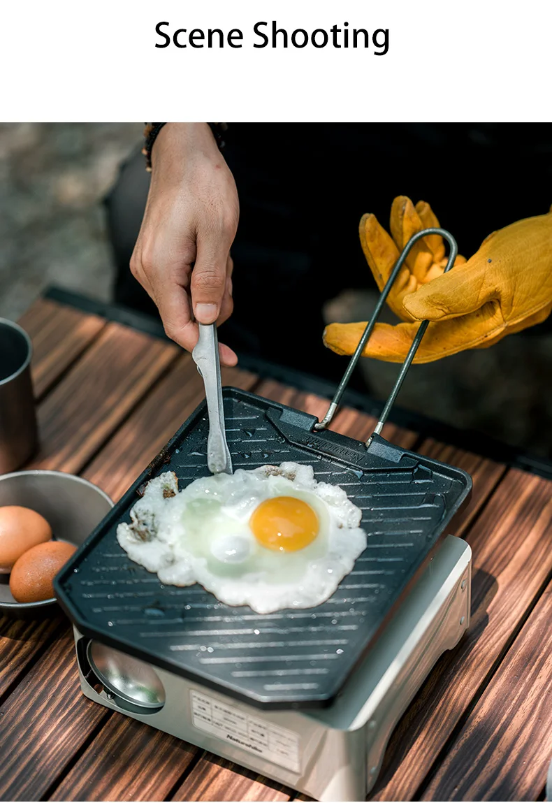Naturehike Camping-Kochpfanne, antihaftbeschichtet, zusammenklappbar, für Picknick, tragbar, leicht zu reinigen, Grill, Wandern, Grill, Abendessen, Bratplatte – Detail 14