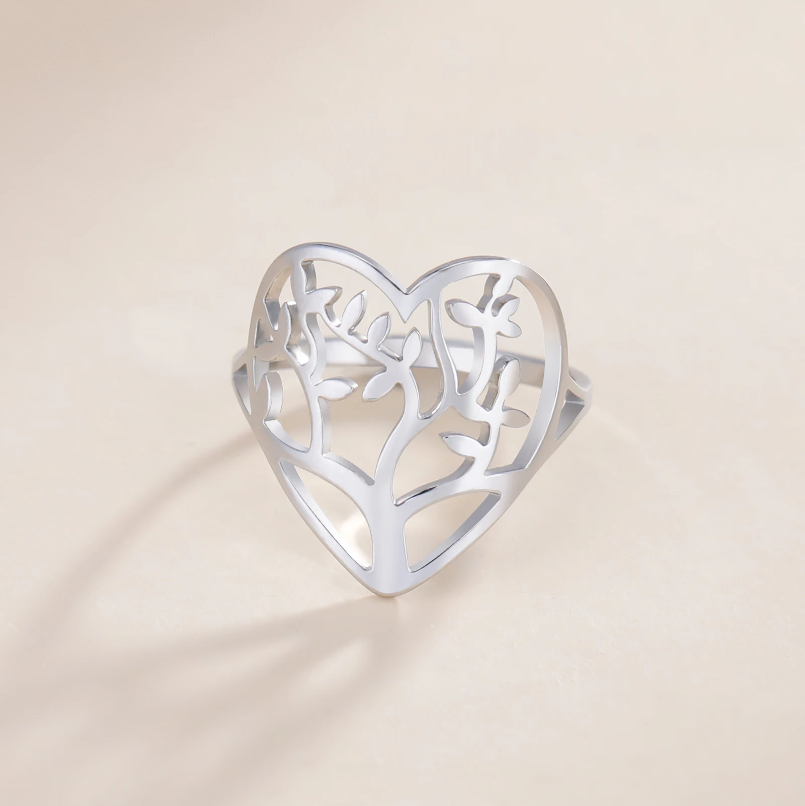Kkjoy Mode Edelstahl Gold Farbe Liebe Baum des Lebens Ring für Frauen Schmuck Accessoires Geschenk für Freund Großhandel neu in – Detail 5