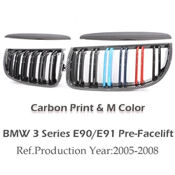 Sleek Carbon Fiber M Color Kidney Front Grill with Chrome Gloss and Matte Black Finish (Carbon M Color)