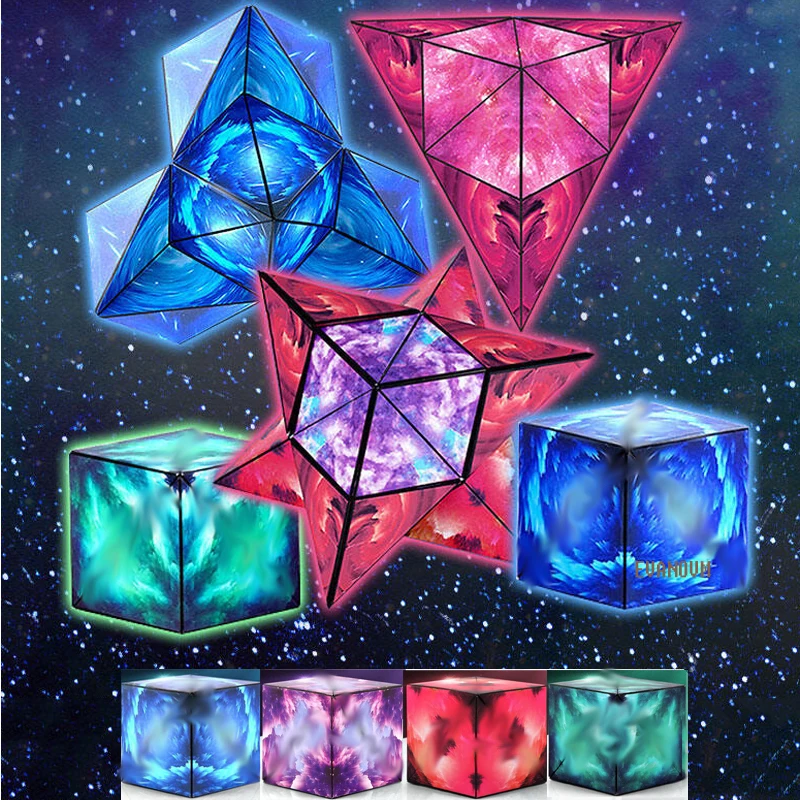 Funny 3D Geometric Changeable Magnetic Magic Cube Anti Stress Hand Flip Puzzle Cube Creative Kids Adults Anxiety Fidget Toys