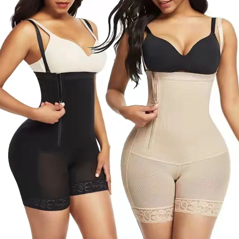 

Side Zipper Firm Tummy Compression Shaper with Butt Lifter Women Hip Enhancer Butt Lifter Bodysuit with Padded Body Shaper