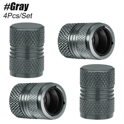 Durable Metal Tire Valve Stem Caps - Set of 4, Corrosion - Resistant & Leak - Proof Design (Gray)