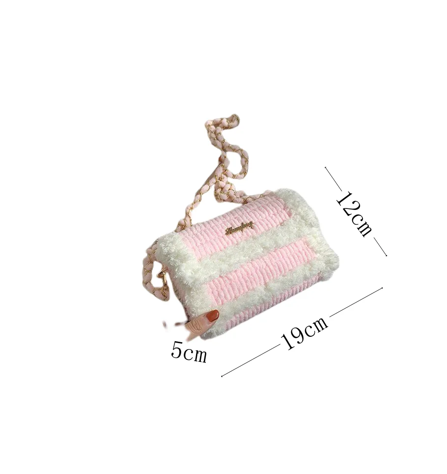 Tessuto fatto a mano, materiale fai-da-te, uncinetto, lana a strisce di ghiaccio fatta da sé, regalo per la fidanzata, tracolla monospalla_voghion.com