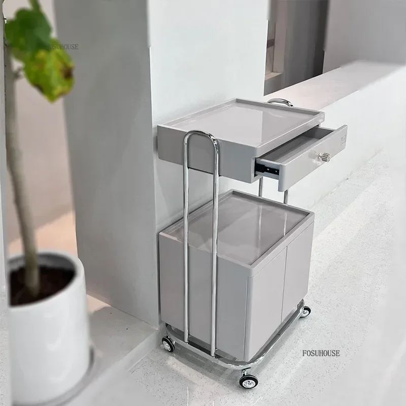 Utility Beauty Salon Tattoo Trolley Barber Hair Salon Tool Trolleys Cosmetic Spa Furniture Auxiliary Storage Cart
