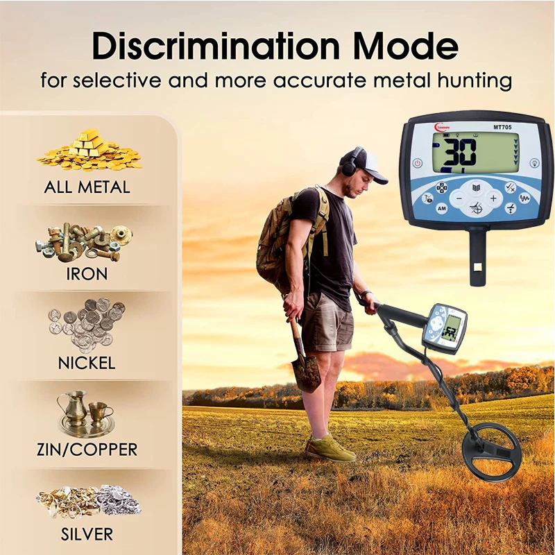 MT705 Professional Underground Metal Detector Waterproof Search Coil High Sensitivity Metal Detecting Tool Treasure Pinpointer