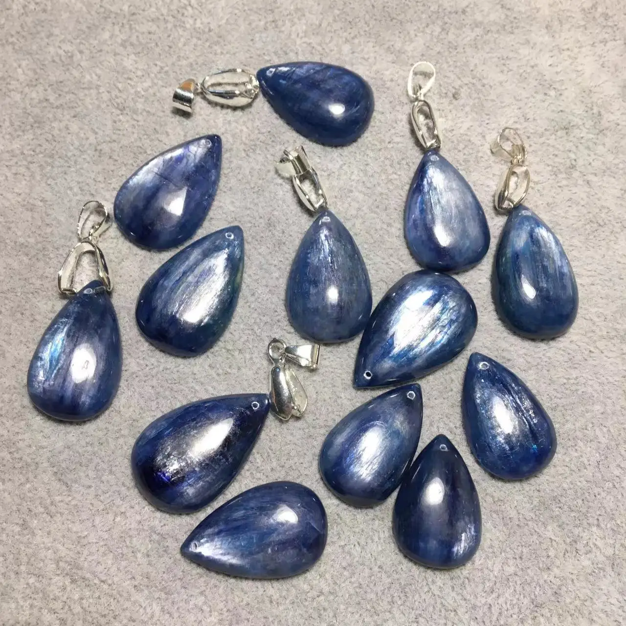 2pcsset Akac Approx13 2020 32mm Natural Blue Kyanite Teardrop Pendant