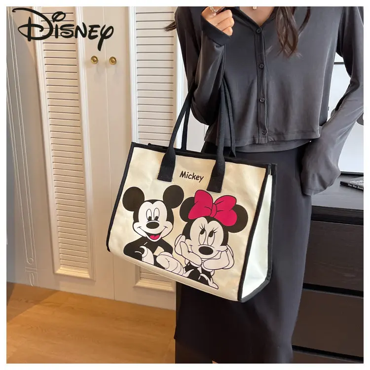 Disney Mickey New Women's Bag Fashion High Quality Women's Handbag Cartoon Casual Versatile Large Capacity Girls' Shoulder Bag