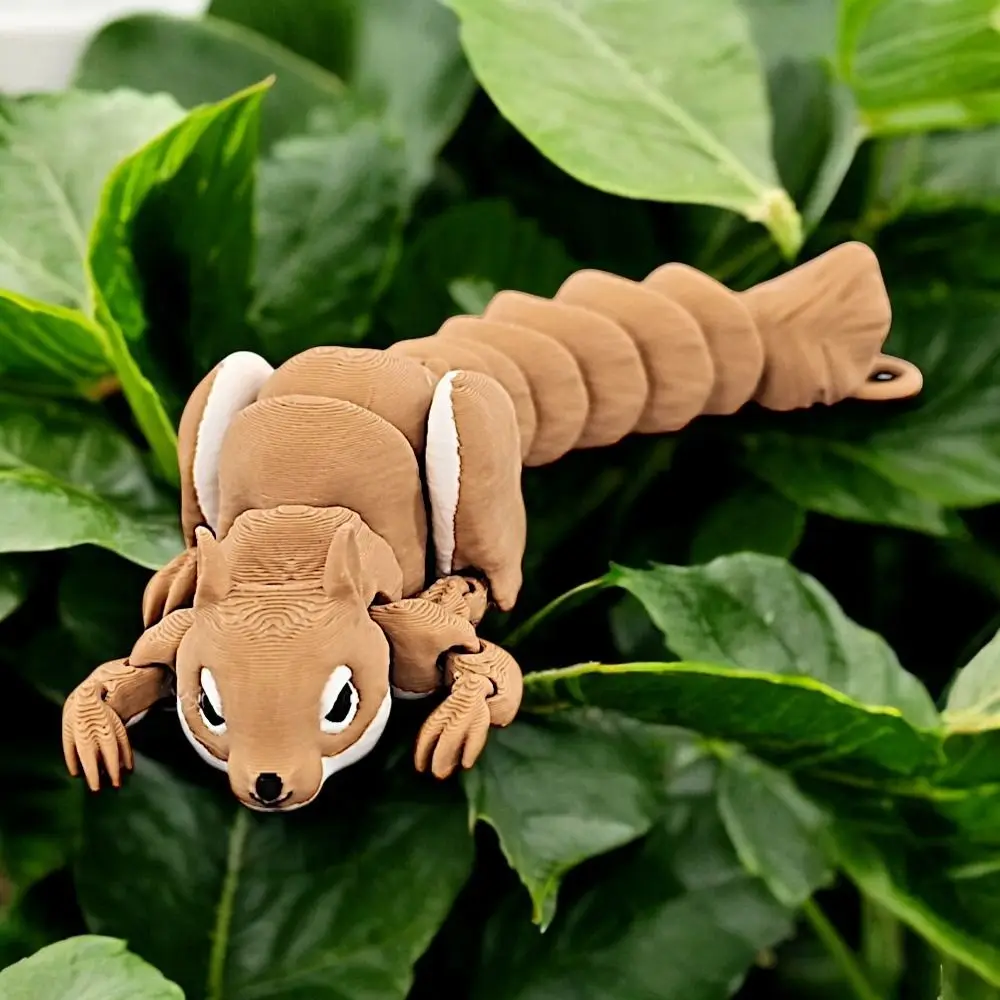 Movable Joints Squirrel Model Toys Realistic Handicraft 3D Printed Squirrel Figurine Cartoon 3D Articulated Squirrel Toys