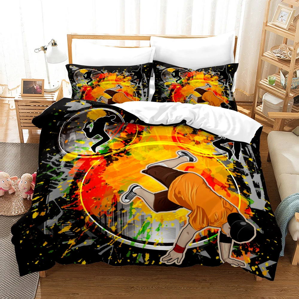 Hip Hop Bedding Set Screenshot Doodle Duvet Cover Colorful Comforter Cover Pillowcase for Teens Bedroom Decorative Quilt Cover 