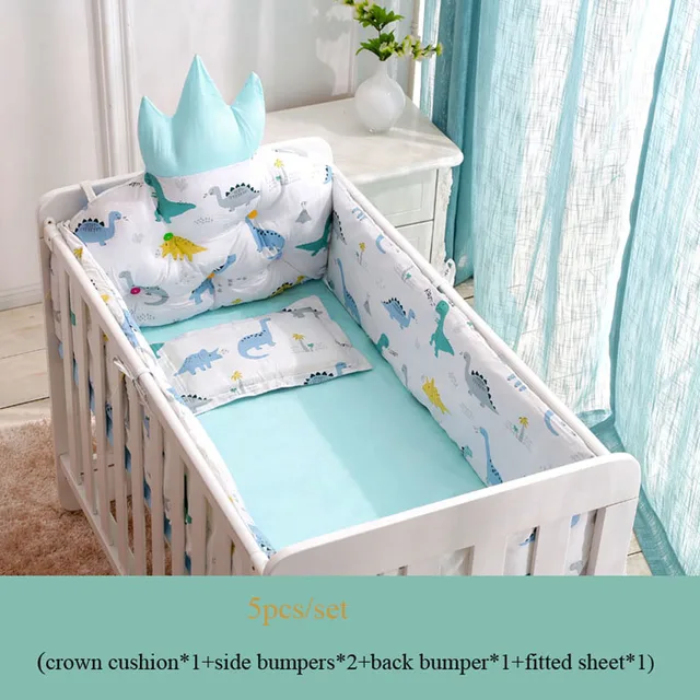 4 Pieces Surrounding Crib Bumpers Printed Pattern Baby Bed