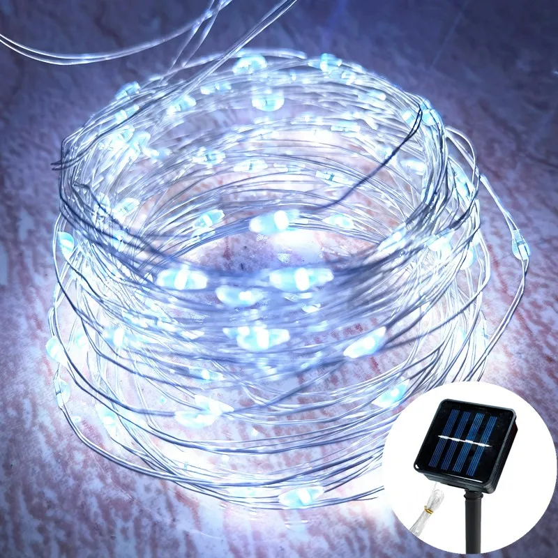 Solar-Powered Outdoor Fairy String Lights - 8 Mode Copper Wire Decorative Lighting for Patio, Garden, and Events