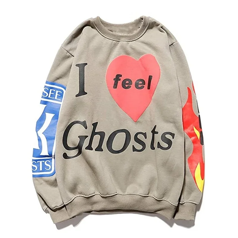 Kanye Lucky Me I See Ghosts Sweatshirts 3D Foaming Print Fashion Pullover Hoodie Heavyweight Trendy Hip Hop For Men Women