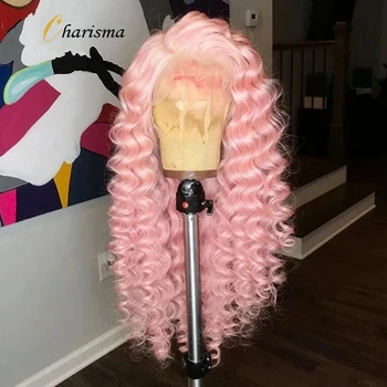 Parrucche anteriori in pizzo sintetico Charisma per le donne parrucca anteriore in pizzo riccio lungo attaccatura dei capelli naturale Pre pizzicata parrucca rosa grigia Cosplay