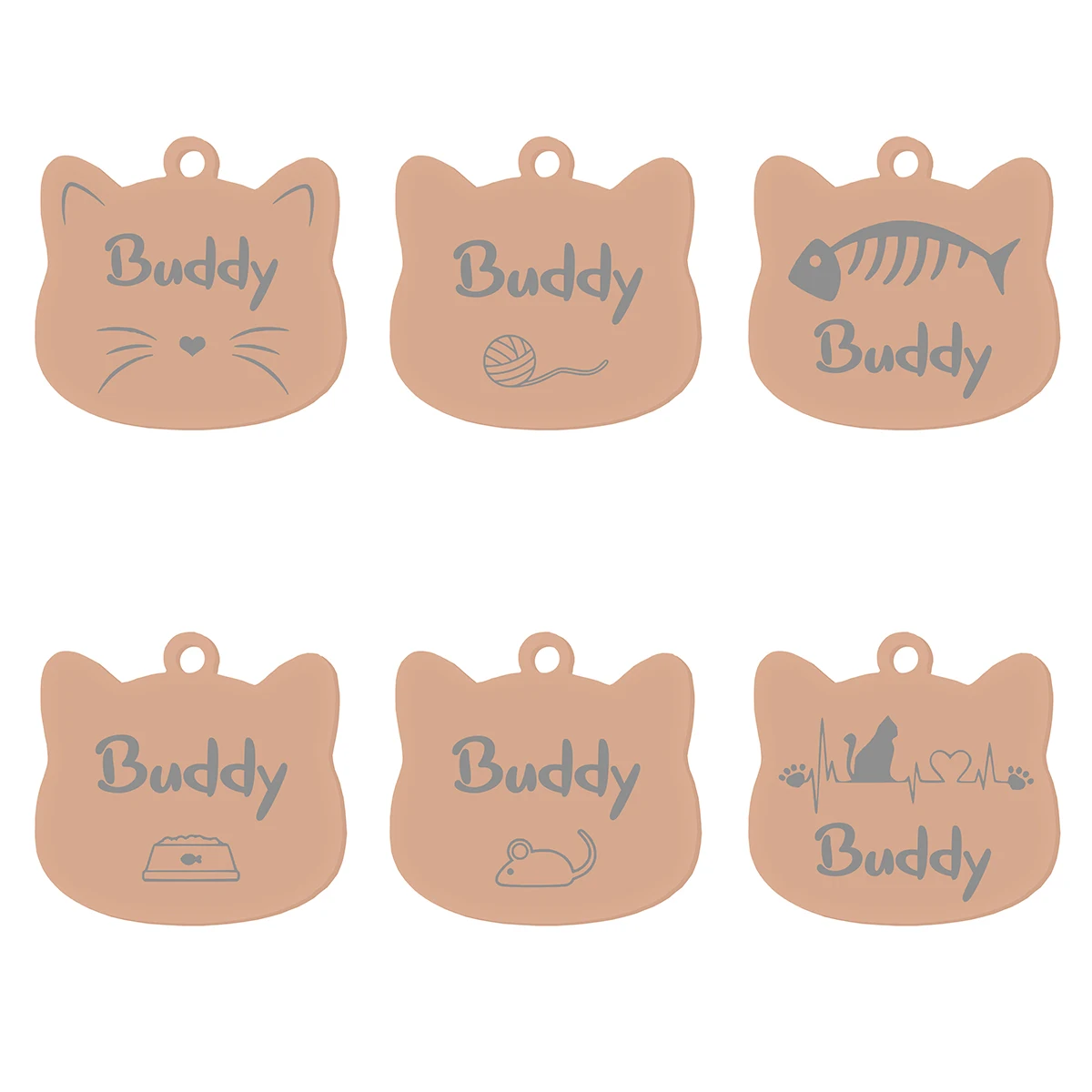  Stainless Steel Cat Name Tag Custom ID Cute Pet Pendant Engraved Keyring Accessories Personalized  Nameplate 3